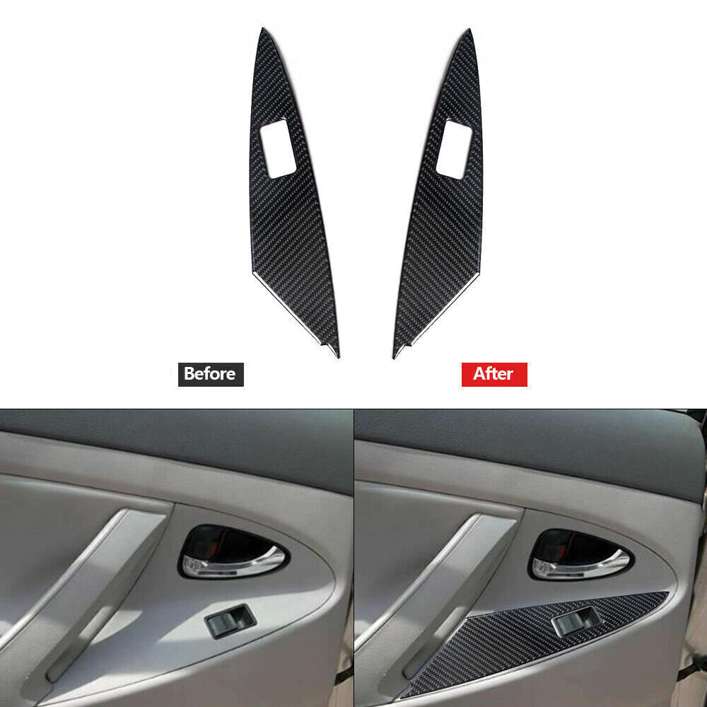 Carbon Fiber Rear Door Window Lift Panel Trim for 2007-2011 Toyota Camry