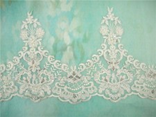 Sale Beaded Bridal Dress Lace Trim Embroidered Ribbon Costume Floral Edging 75cm