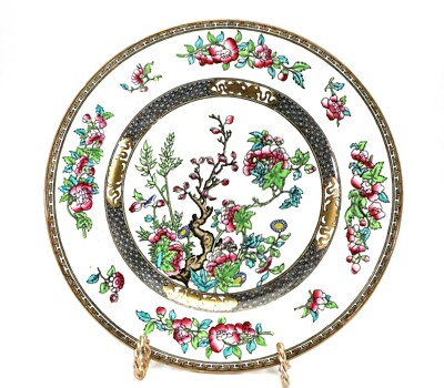 Mintons Indian Tree DINNER PLATE Pink Flowers  Vintage Gold Trim
