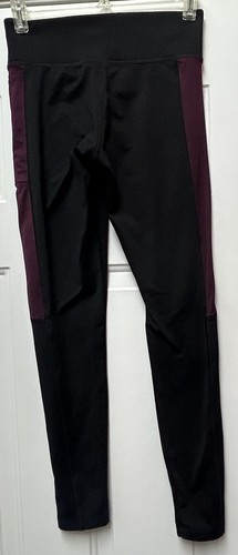 PINK Victoria’s Secret Leggings Women's Small Petite Black Maroon Fleece Lined - Picture 3 of 4