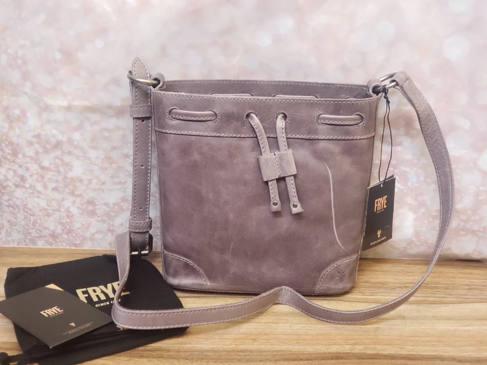 Bolso cubo Frye de cuero envejecido Melissa con cordón - púrpura amatista