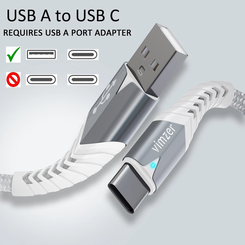 1 ft SHORT USB C Fast Charger Cable for Samsung S25 S24 S23 S22 A14 A16 A53 A54 - Image 2 of 4