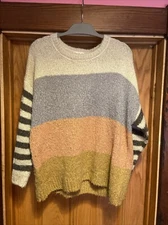 Rylee + Cru Aspen Multi Stripe Knit Pullover Sweater Womens Sz XL