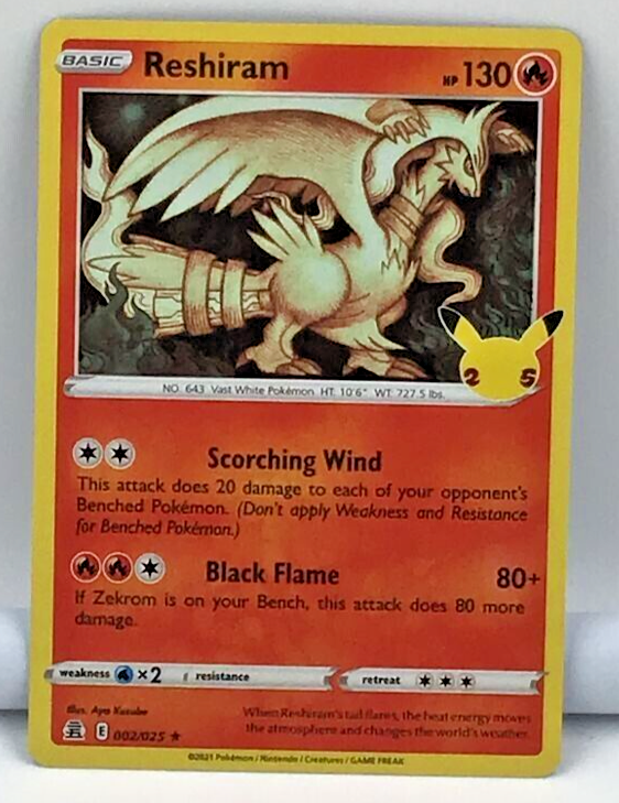 2021 reshiram pokemon card 2021 Pokemon Trading Card Basic Reshiram 130 HP 002/025