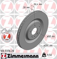 2X Zimmermann 100.3376.20 Bremsscheibe FüR Audi VW