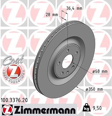 2X Zimmermann 100.3376.20 Bremsscheibe FüR Audi VW-image