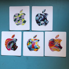 5 Apple Logo Stickers from Used Japanese Apple Gift Cards