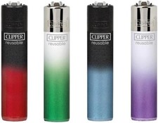 4 x Clipper Lighters Crystal Gradient Gas Flint Lighter Refillable Standard Size