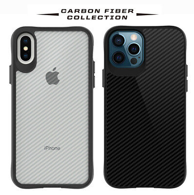 Handy Hülle iPhone 6 7 8 X XsMax XR 11 12 ProMax Carbon Fiber Outdoor Robust