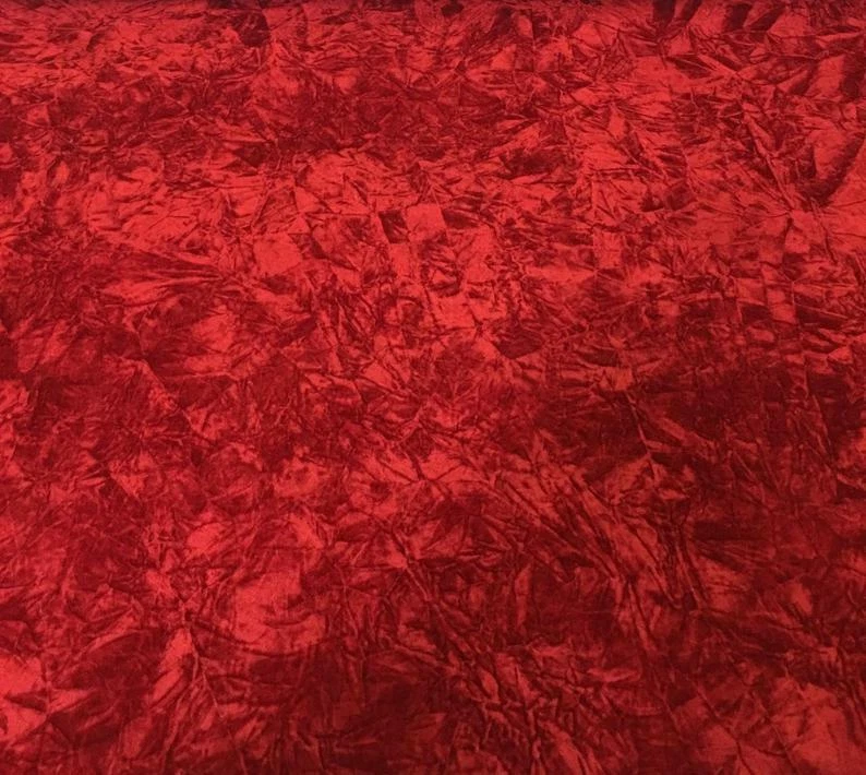 LUV Dark Red VELVET UPHOLSTERY CRUSHED FLOCKING / CURTAIN FABRIC 58" BY THE YARD