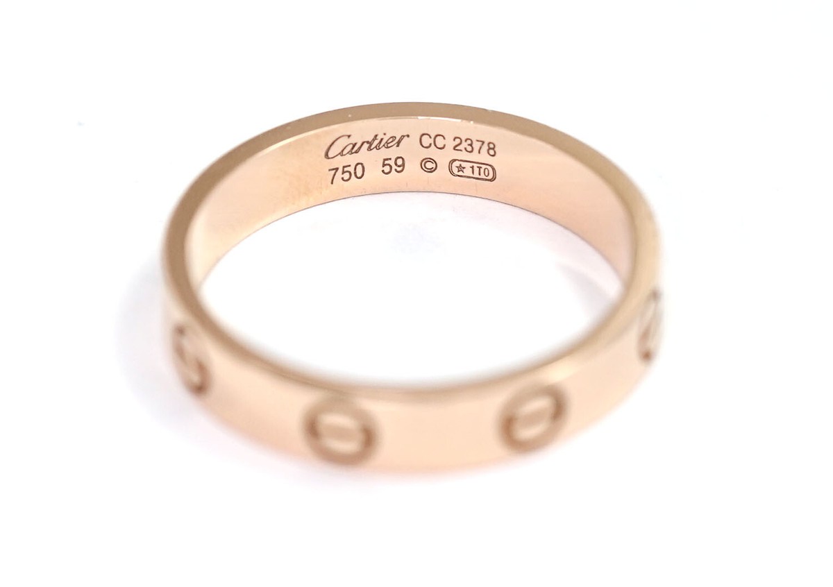 カルティエ ラブ Au750 リング サイズ8.5 Cartier Mini Love Ring size US8.5 EU59 18k Rose Gold 750