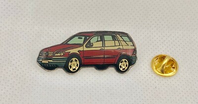 Mercedes Benz Pin M-Klasse glasiert magenta türkise Fenster - Maße 40x18mm