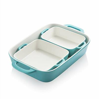 CERAMIC BAKEWARE SET Rectangular Baking Dish Pans for Cooking Kitchen SWEEJAR