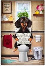 Funny Dachshund Dog Bathroom Toilet Tin Metal Signs Home D cor 8x12