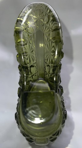 Vintage Fenton Glasstiefel Gänseblümchen und Knopf kolonialgrün 1970er Jahre ca. 4,25"" H - Bild 5 von 8