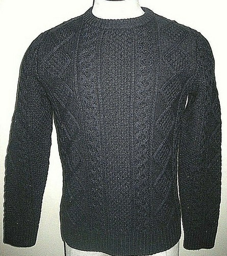 Levi's Mens Fisherman Cable Crew Knit Wool Sweater Navy Blue Size Small Nwt