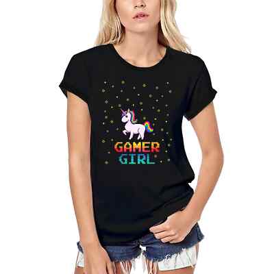 Damen Grafik T-Shirt aus Biobaumwolle Einhorn Gamer Girl - Videospiele lustig