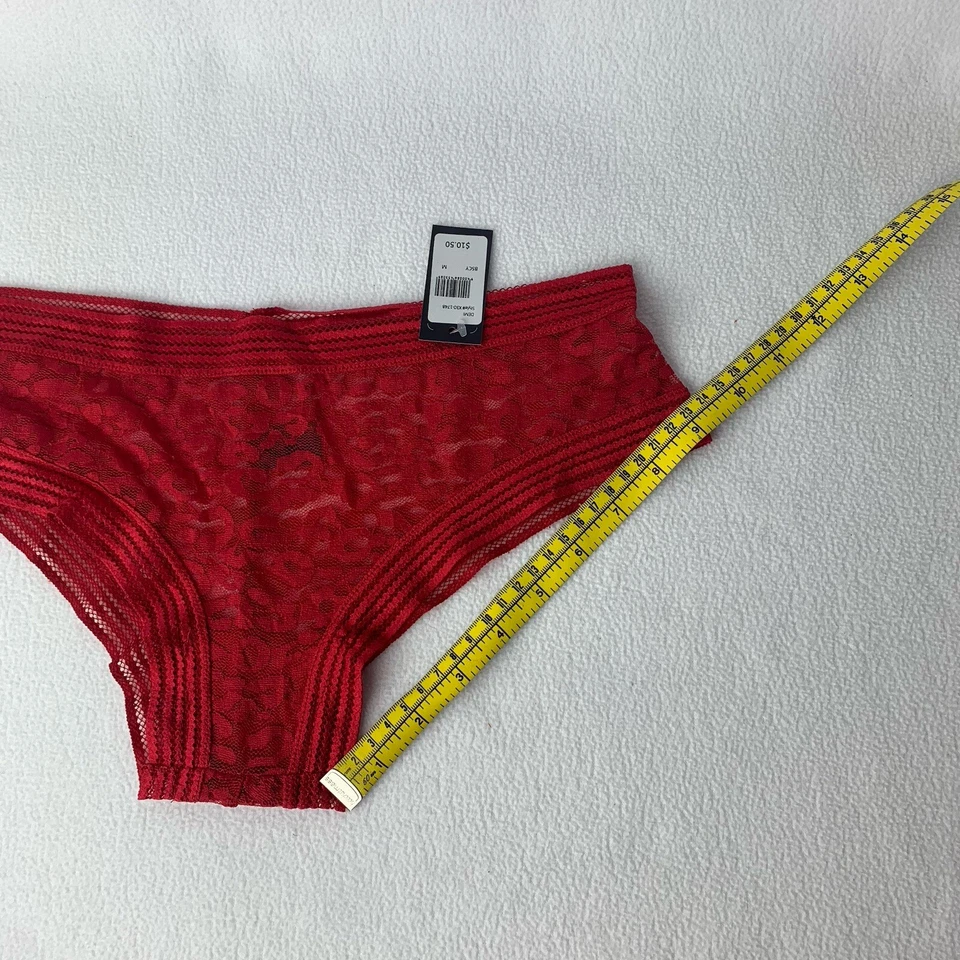 Fredericks of Hollywood Demi Leopardo Malla Panty Lencería Roja Mediana Nueva con Etiquetas Foto 4 de 4