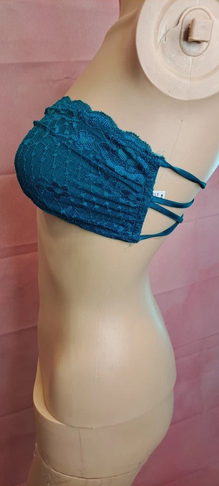 Bralette Free People íntimamente mediano bandeau color encaje verde Foto 2 de 4