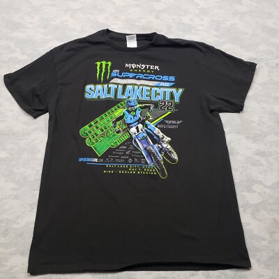 Super Cross Shirt Mens Large Black Short Sleeve Monster Salt Lake City