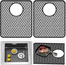TOOVEM 2Pcs 13.58'' x 11.6'' Non-Slip Heat Resistant Silicone Mat for Kitchen