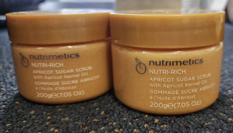 2 X Nutrimetics Nutri-Rich Apricot Sugar Scrub Exfoliant Renewed Glowing skin