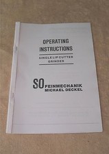 Deckel Model SO Tool & Cutter Grinder Manual (Worldwide PDF download Link)