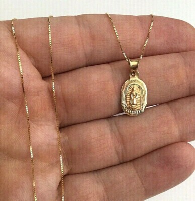 14K GOLD GUADALUPE BOX CHAIN NECKLACE 