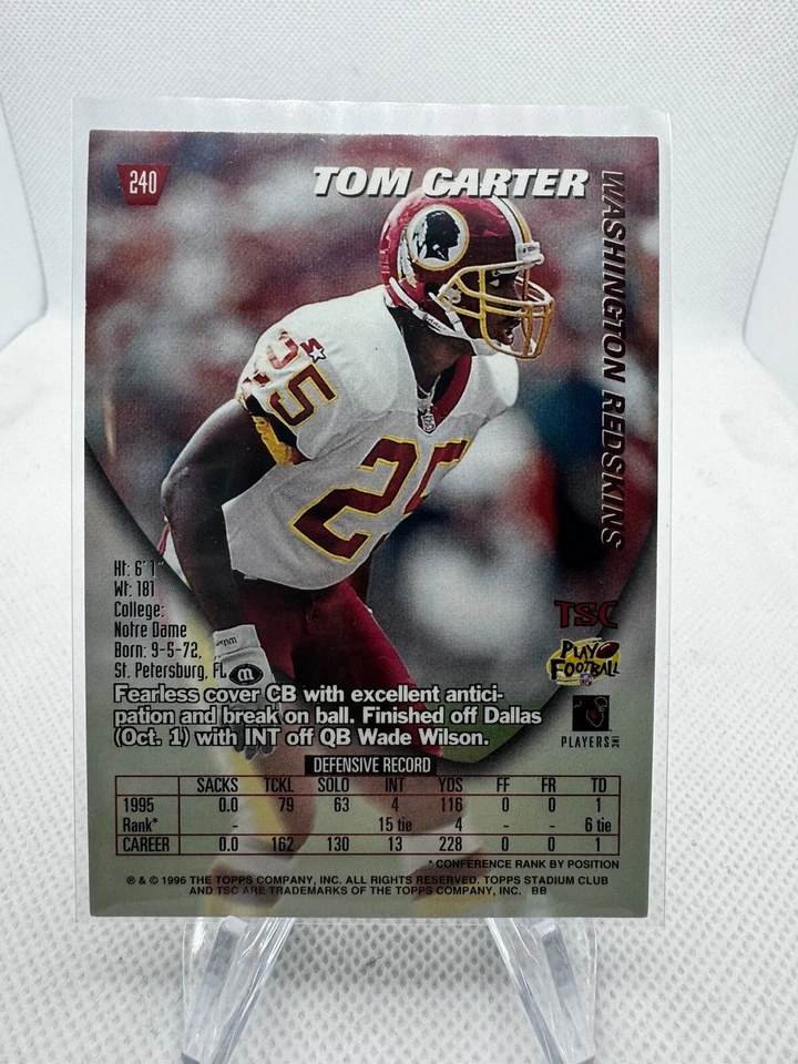 1996 Topps Stadium Club #240 Tom Carter Dot Matrix B3 - Image 2 of 2