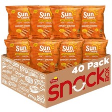 SunChips 100 Whole Grain Chips, Harvest Cheddar, 1 oz 40 Count Pack of 1