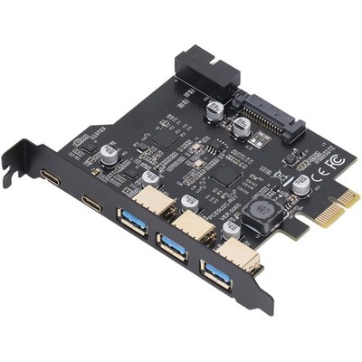 PCIe USB 3.2 Gen 2 Erweiterungskarte, 5 Ports, 20 Gbit/s, kompatibel mit Wind...
