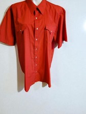 Vintage Sheplers Pearl Snap Button Red Western Shirt Mens 18-1/2 Tall