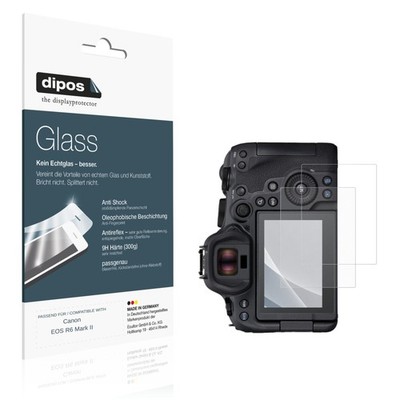2x Schutzfolie für Canon EOS R6 Mark II matt - Anti-Shock 9H Folie dipos Glass