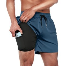 Mens Swim Trunks Swim Shorts Quick Dry 5 inch Inseam Beach Shorts with Compre...