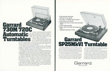 1974 Garrard Automatic Turntable 730M 720C SP25MkVI Dealer HiFi Brochure Pair