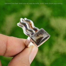 Black Friday Deal Sterling Silver Natural Crazy Lace Agate New Promise Ring US 7