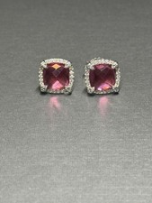 David Yurman Sterling Silver 925 Pink Tourmaline Stud chatelaine Earrings 7mm