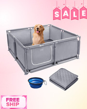 NEW Whelping Box for Dogs Puppies 48x48x18in with Pee Pad Collapsible Bowl Pet