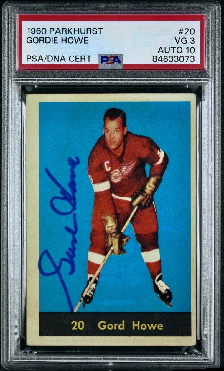 1960 Parkhurst #20 Gordie Howe Signed PSA/DNA VG 3 Auto 10 Red Wings HOF Pop 2