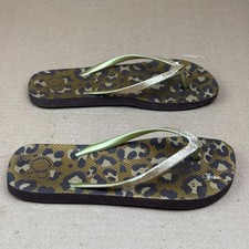 Women's OP Animal Print Gold Glitter Thong Flip Flop Sandals Size 7/8 damage