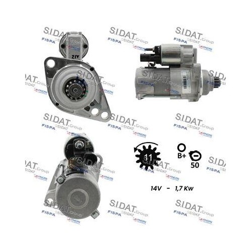 Démarreur Sidat S12VA0117 à haute puissance d'allumage 12V pour VW Audi