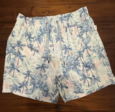 Vintage Summer Men s Swim Trunks Size M Tropical Beach Drawstring