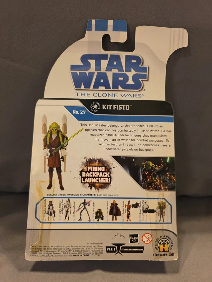 Star Wars The Clone Wars 2008 Kit Fisto Nº 27 Figura de Acción Hasbro Nuevo - Precintado Foto 4 de 4