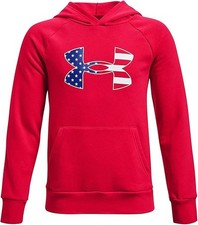 Under Armour Boys Freedom Bfl Rival Hoodie Color: Red 600 /White YOUTH X-L