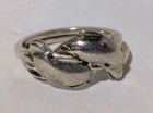 VINTAGE STERLING SILVER SIZE 8.5 TWO LOVE DOLPHINS PUZZLE RING 5.8 GRAMS
