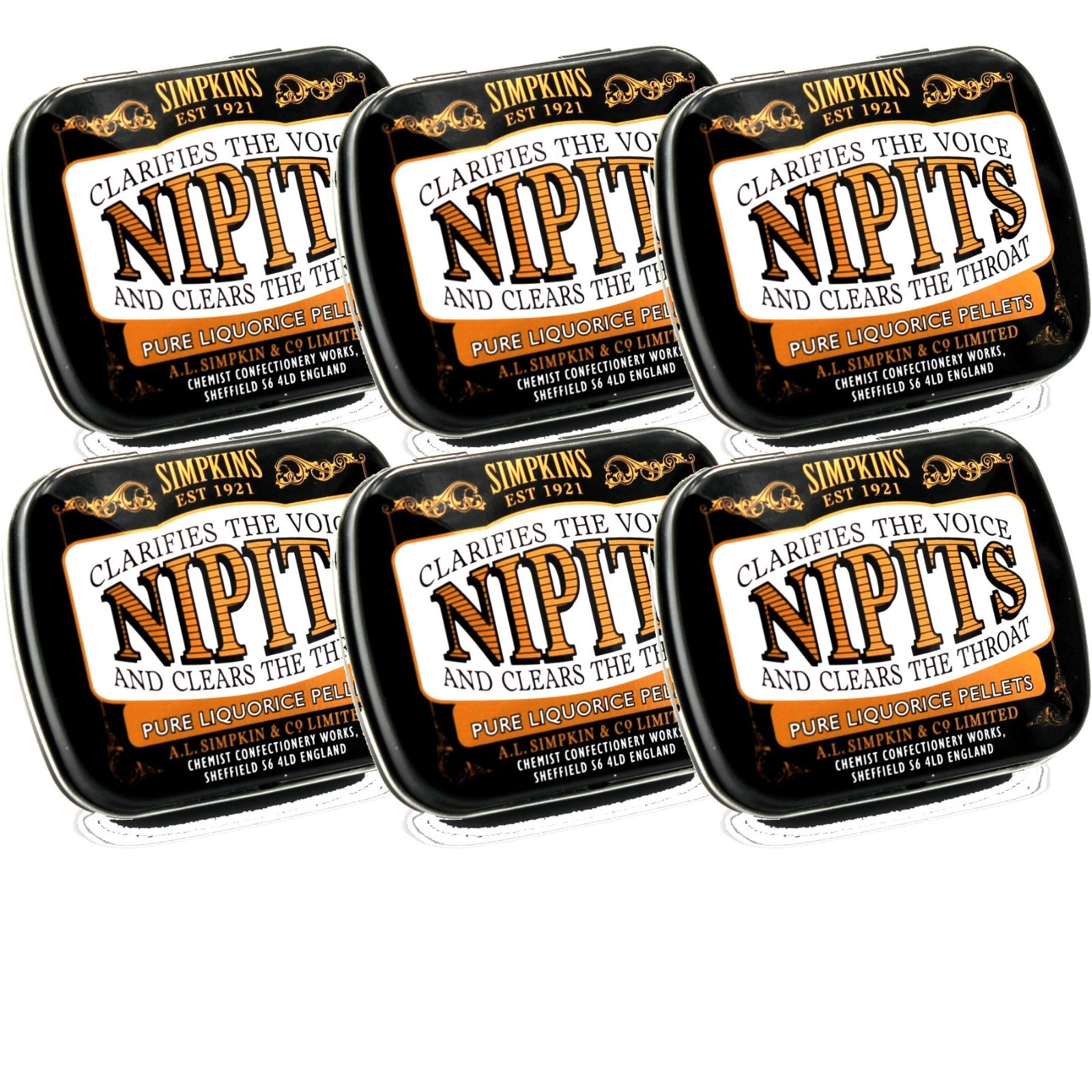 Simpkins Nipits Pure Liquorice Pellets 6 x 12g Tin