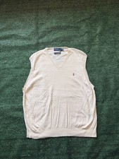 Polo Ralph Lauren Sweater Vest Mens XXL White Pima Cotton V-Neck Pony Preppy
