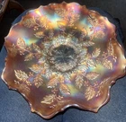 OUTSTANDING VINTAGE  CARNIVAL RARE FENTON Marigold HOLLY RUFFLED BOWL “COLOR!”