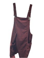 Shein Womens Pocket Overall Dress 0XL Burgundy Sleeveless 