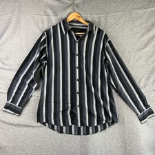Colorado Shirt Mens L Black Stripe Long Sleeve Button Up Cotton Office Regular